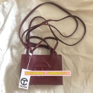 Telfar small oxblood shopping bag tote NWT
